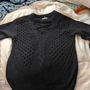Maurices black sweater criss cross detail xs